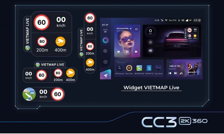 Màn hình dvd android cho xe i10 Vietmap Teyes CC3 2K 360